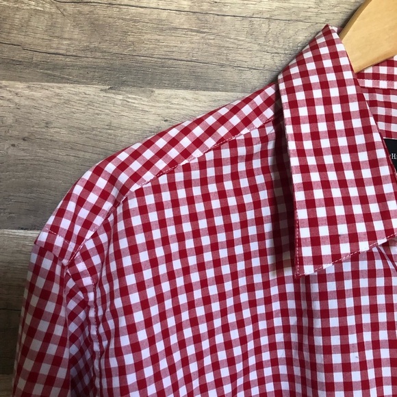 Beverly Hills Polo Club Red and White Checked Casual Button Down Shirt Large - Picture 2 of 7